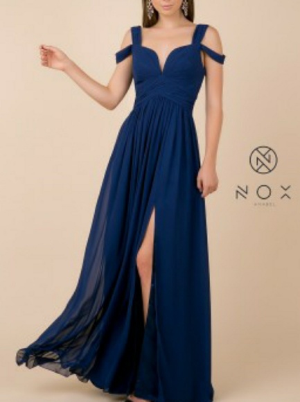 277 Dresses & Skirts - WHITE BURGUNDY BLUE OFF SHOULDER EVENING DRESS